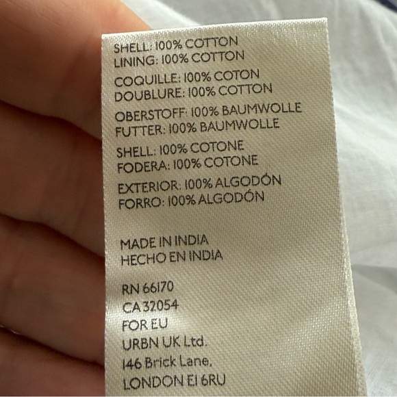 Free People Juno Tiered Maxi Dress Large Blue Striped Cotton Smocked Boho Flowy - Picture 16 of 16